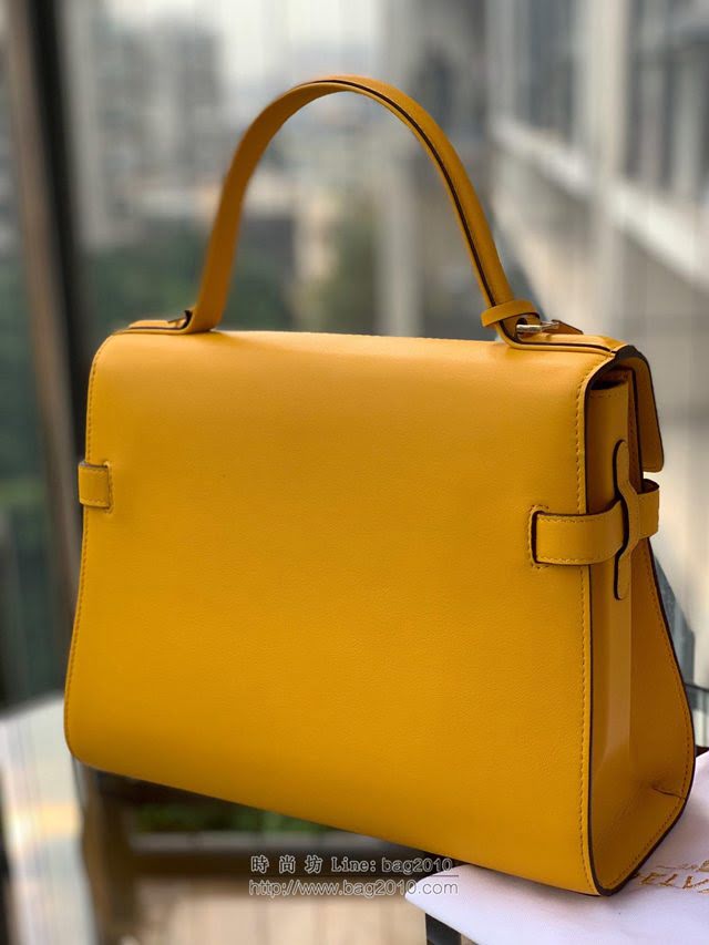 DELVAUX女包 比利時品牌 Tempete手袋 柔軟牛皮 德爾沃女手提包 中號手拎包 Delvaux單肩斜挎包 TP0028太陽黃  fcs1219